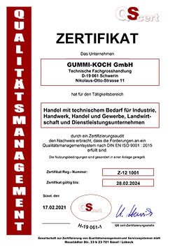 Gummi-Koch GmbH: Zertifikat in groer Darstellung